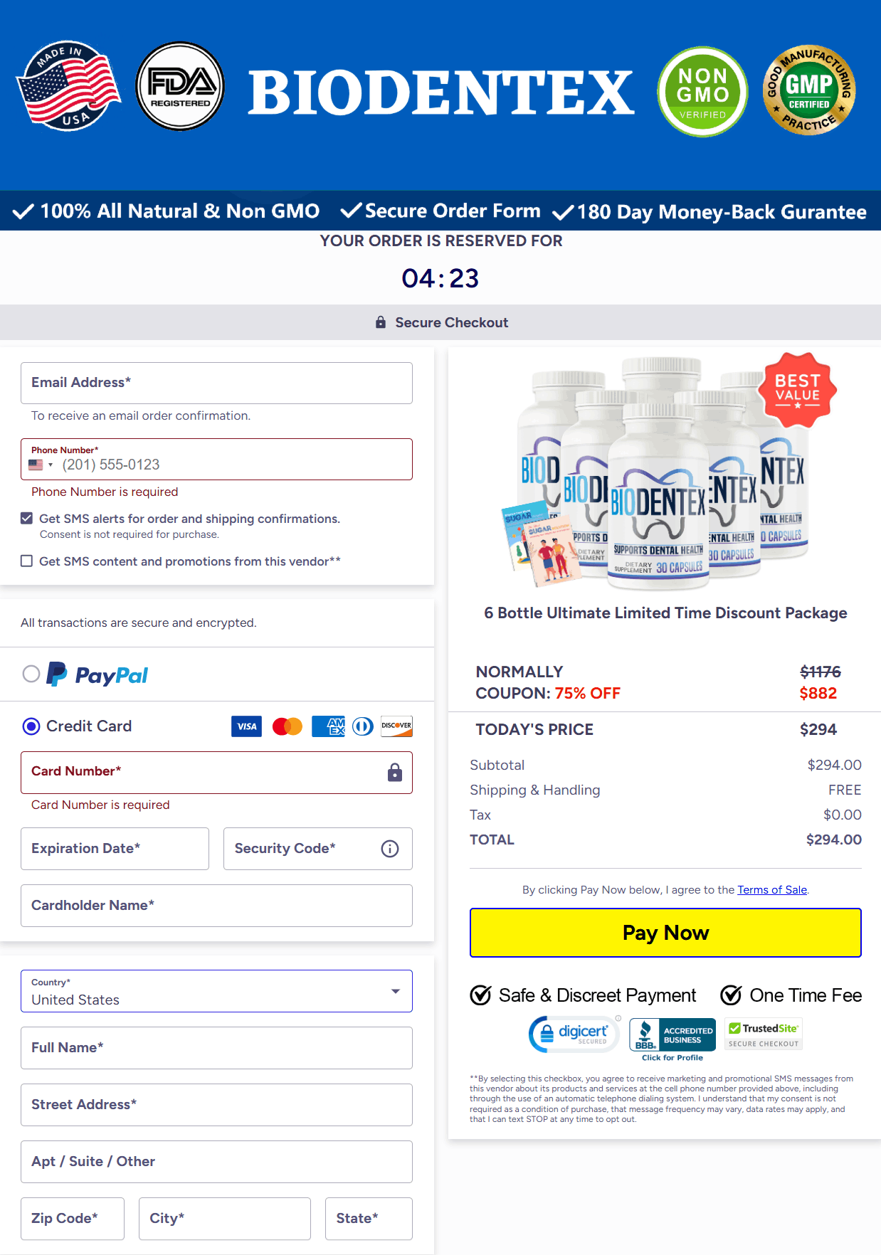  Biodentix Checkout page